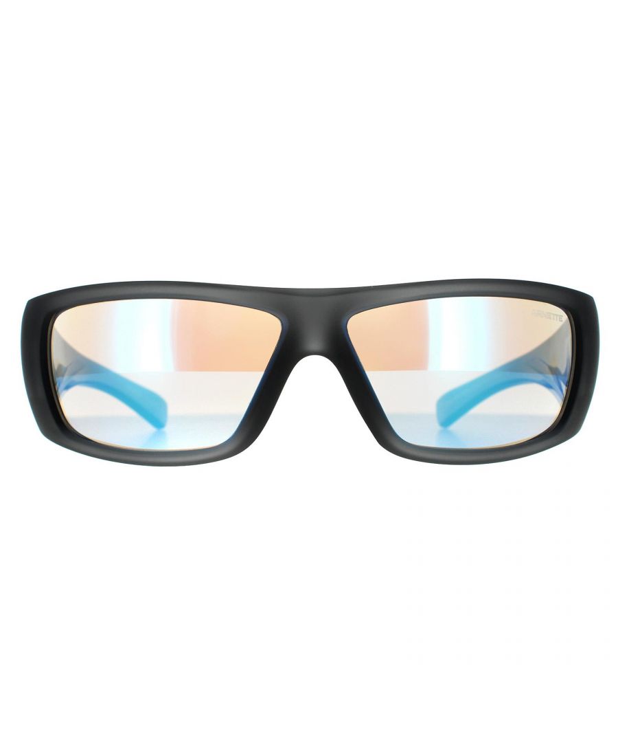 Image for Arnette Wrap Mens Matte Transparent Grey Blue Mirror Sunglasses