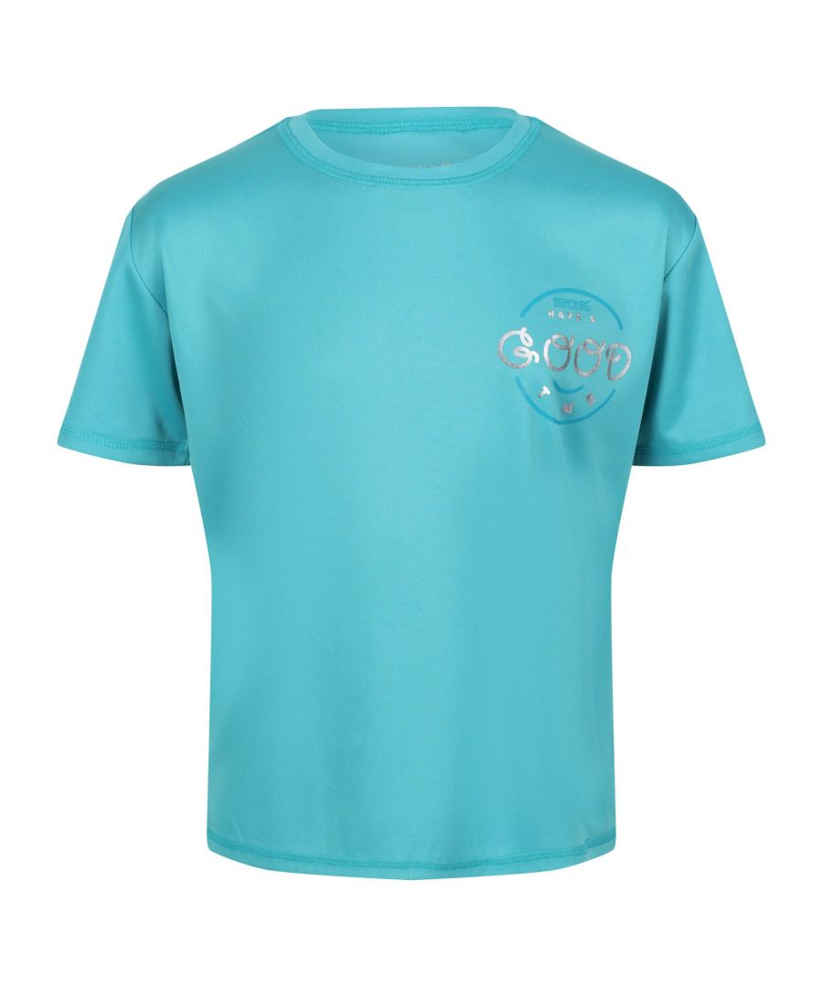 100% Polyester. Design: Logo, Smiley, Text. Neckline: Round Neck. Sleeve-Type: Short-Sleeved. Fabric Technology: Moisture Wicking, Quick Dry.