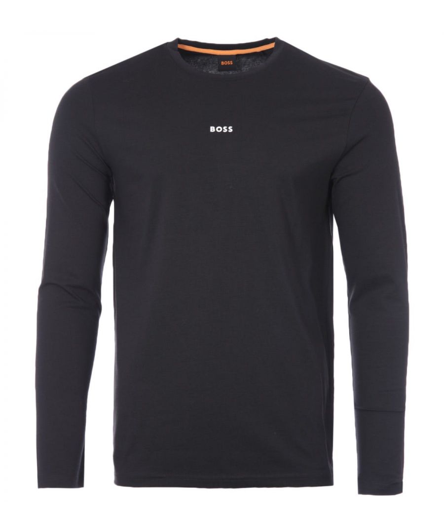 Boss Mens Contrast Logo Sustainable Long Sleeve T-Shirt - Black - Size Large