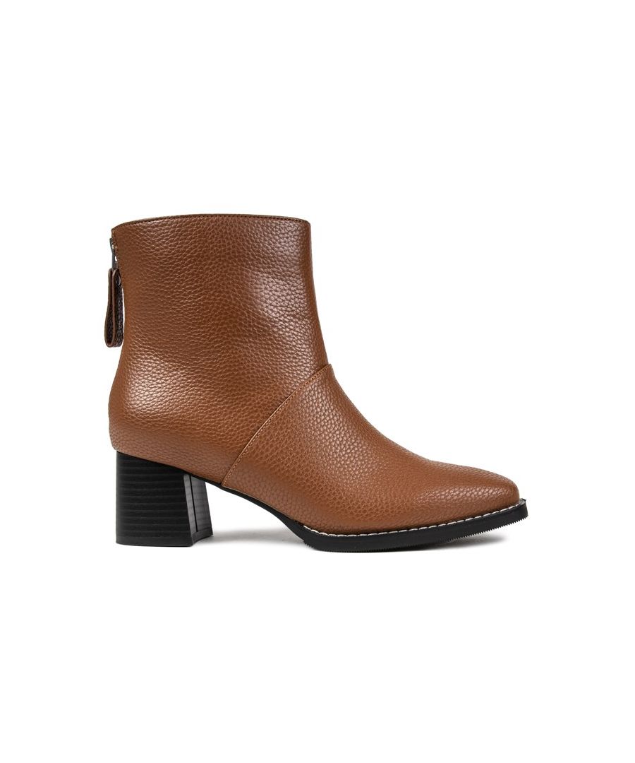 Womens tan Matt & Nat erivo boots, manufactured with synthetic and a synthetic sole. Featuring: heel height 5cm, back zip for easy on and off and branded insock.