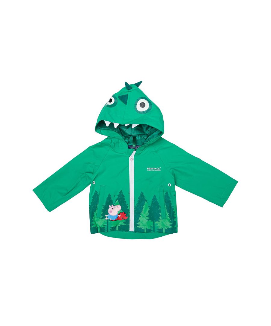 Image for Boy's Regatta Infant Peppa Pig Waterproof Animal Hood Jacket in Green