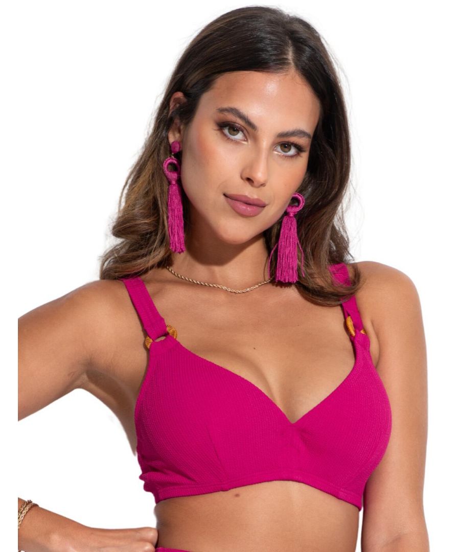 Pour Moi Womens Cali Plunge Bikini Top - Pink - Size 34D