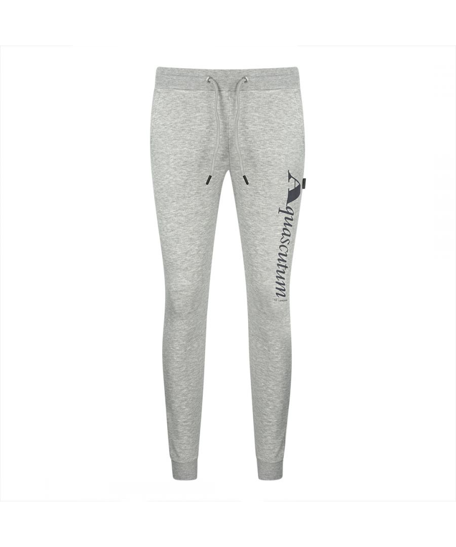 Aquascutum Grey Sweat Pants. Aquascutum Grey Sweat Pants. Adjustable Drawstring Waist. Branded Logo Down Side of Leg. Style Code: PAAI01 94. Regular Fit, Fits True To Size