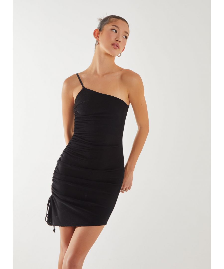 Pink Vanilla Womens One Shoulder Asymmetric Dress - Black - Size 6 UK