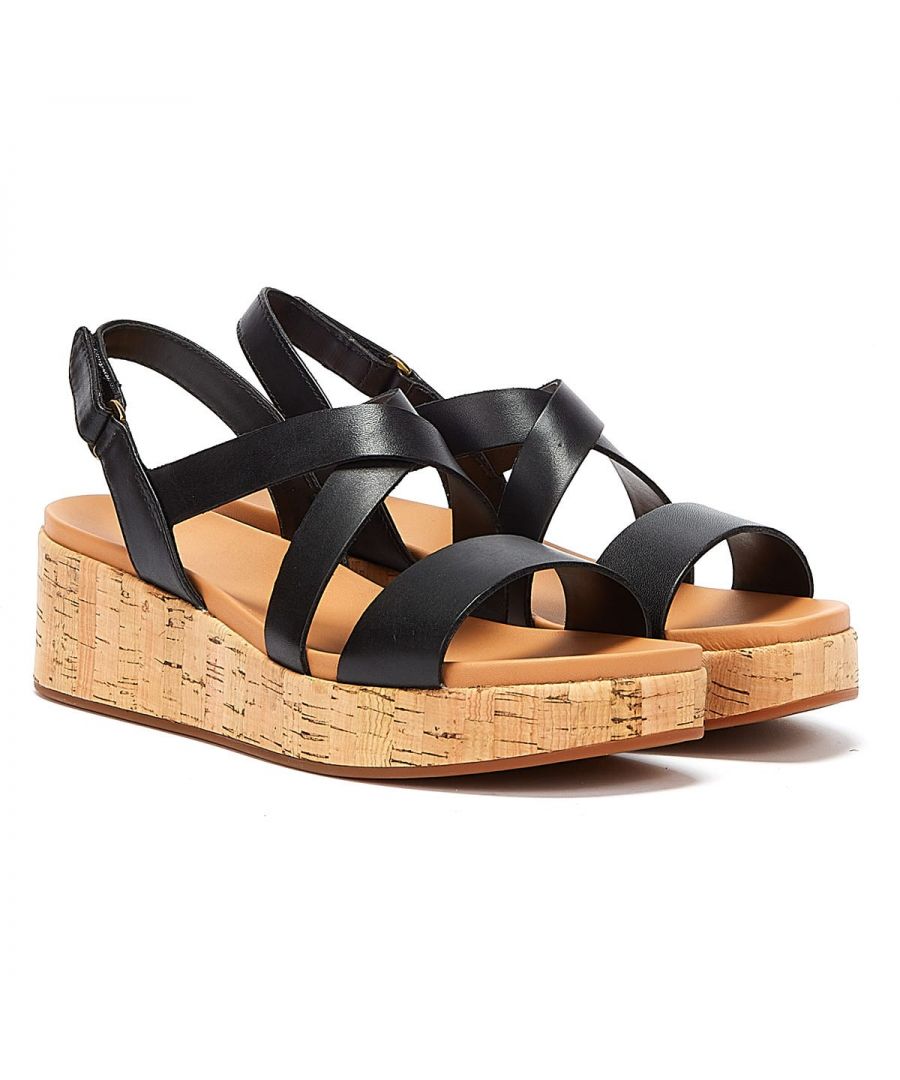 clarks kimmei cork womens black sandals leather - size uk 3