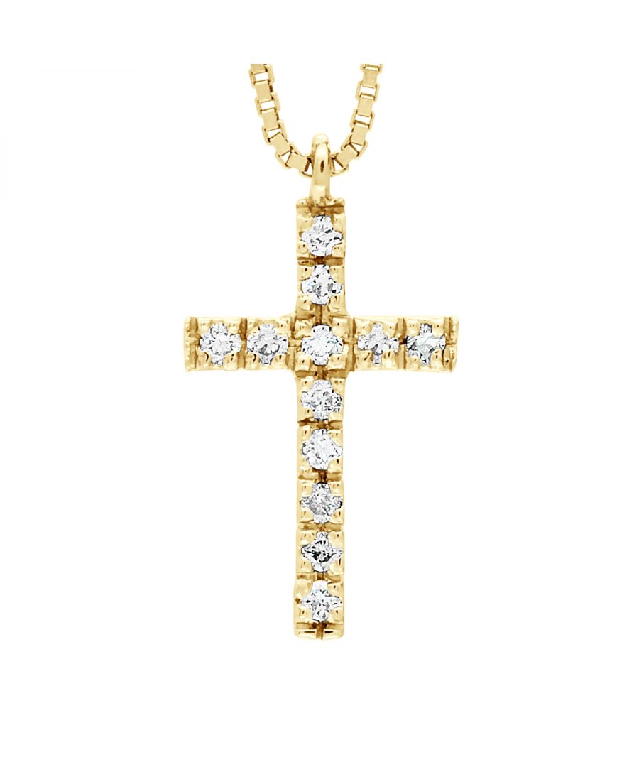 Necklace Cross Diamonds 0,07 Cts - Gold - HSI Quality - Length 42 cm, 16,5 in - Our jewellery is made in France and will be delivered in a gift box accompanied by a Certificate of Authenticity and International Warranty
