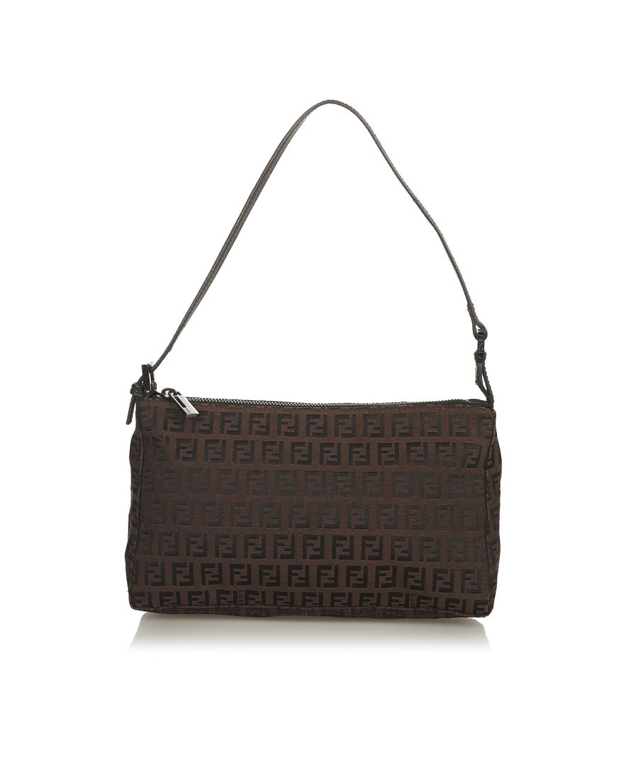 Image for Vintage Fendi Zucchino Canvas Baguette Brown