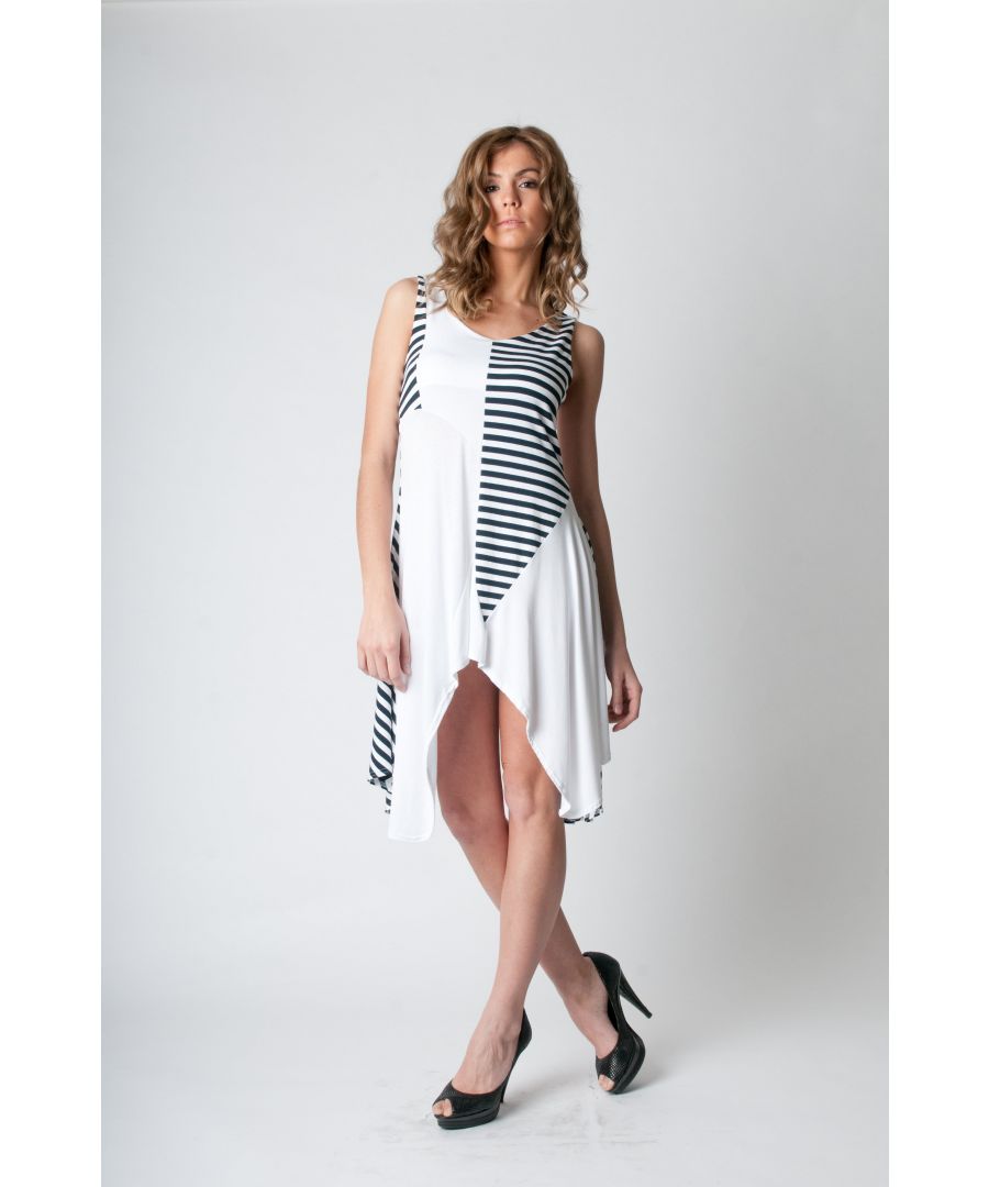 Image for Asymmetrical Stripe Detail Tunic in Navy