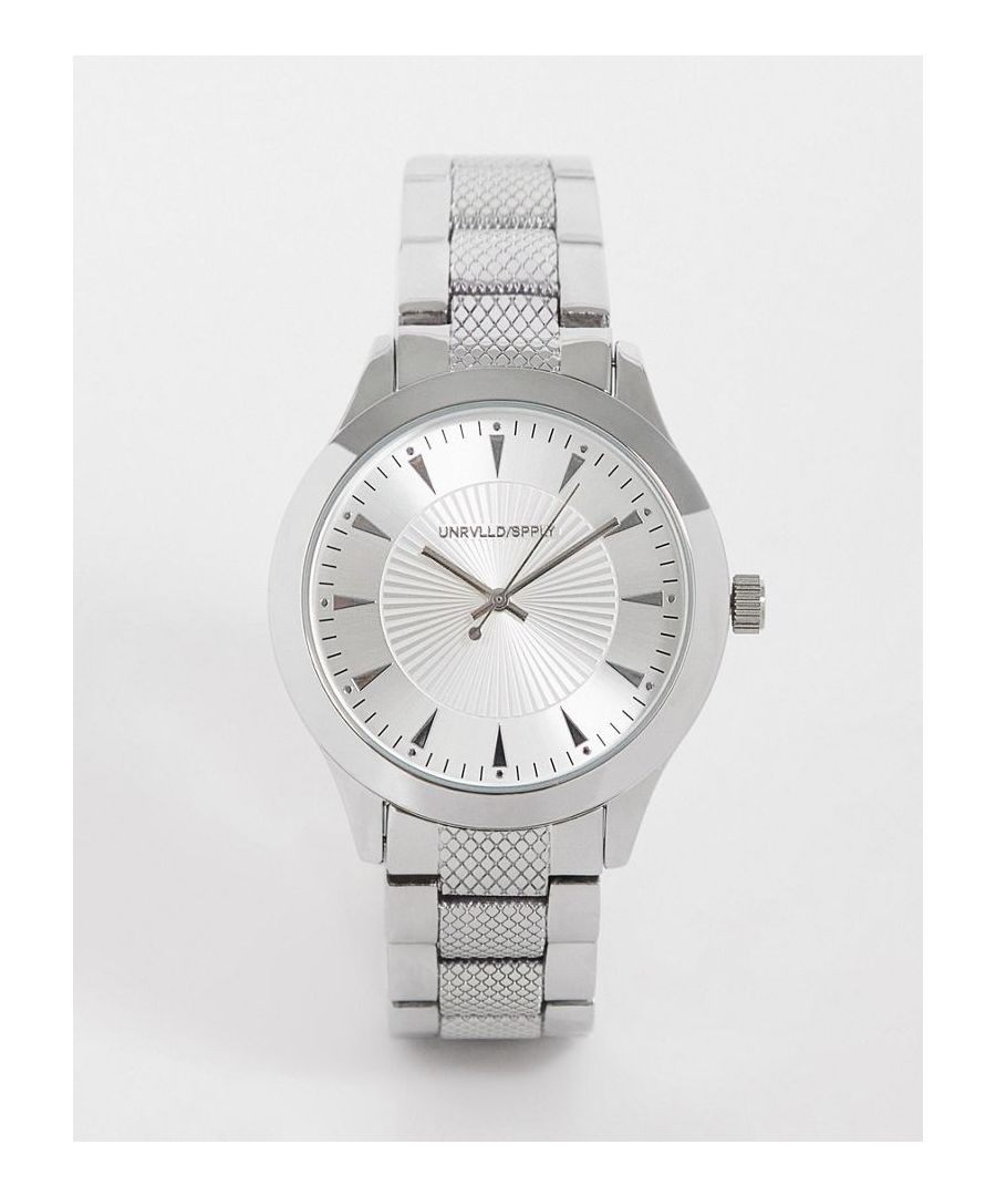 Watch by ASOS DESIGN Something for your wrist Bracelet strap Silver dial Mixed markers Analogue quartz movement Sold by Asos