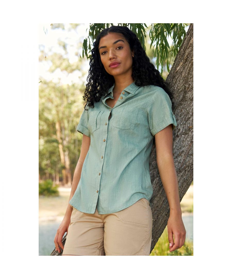 Mountain Warehouse Womens/Ladies Coconut Short-Sleeved Shirt (Light Khaki) Cotton - Size 14 UK