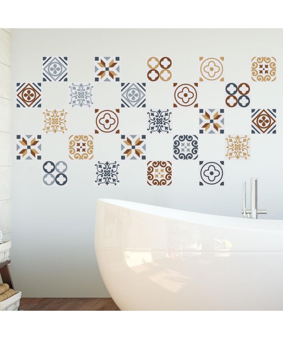 Image for Azulejo Tiles Wall Stickers - 10 cm x 10 cm - 24 pcs. Tiles Wall Stickers, Tiles Wall Stickers, Kitchen, Bathroom, Living room