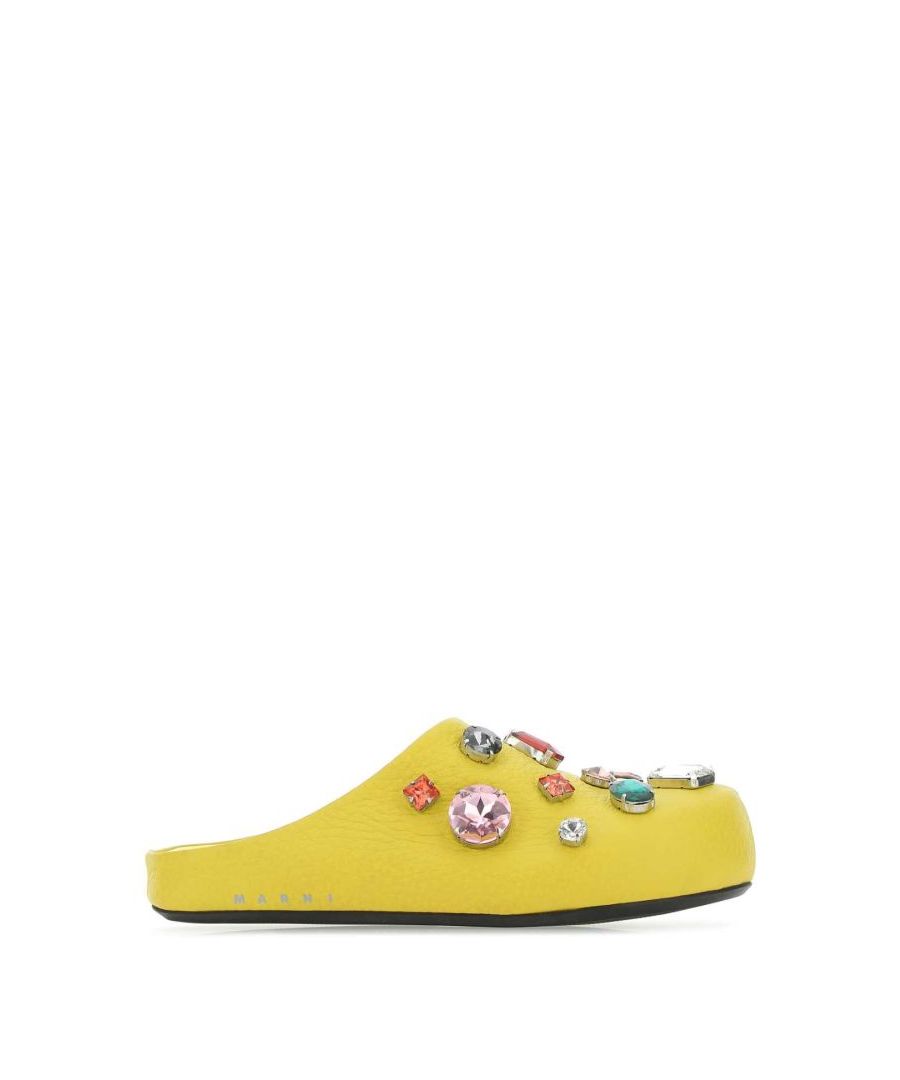 Yellow leather Fussbett slippers