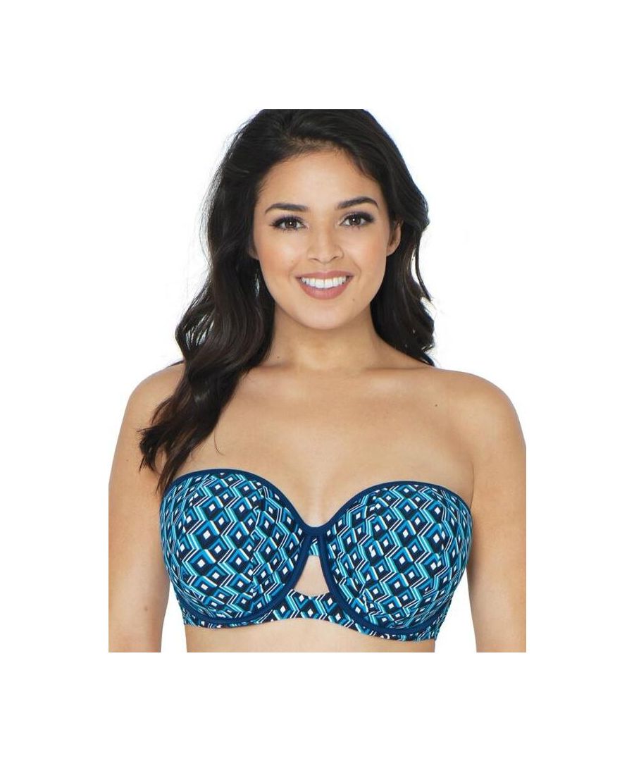 Curvy Kate Womens 130307 Wanderlust Bandeau Bikini Top - Blue - Size 32F