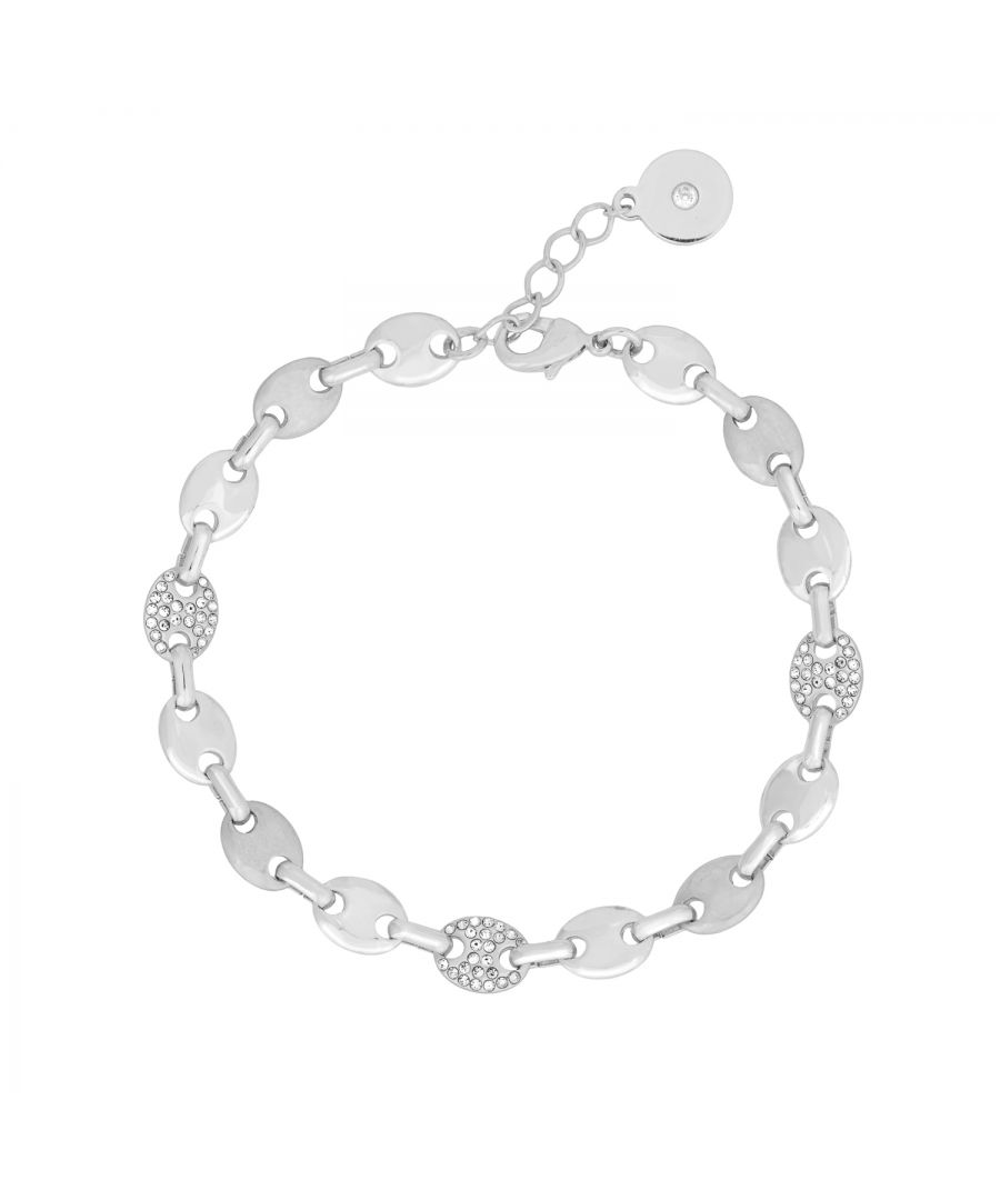 The Kate Thornton silver plated Marina bracelet is a beautiful, dainty and delicate accessory that will effortlessly compliment all your looks. It's stylish enough to dress up an all white outfit or your favourite party dress and will look great worn alone or even layered with others for a totally different look! Why not pair it with the Kate Thornton Marina matching silver necklace and complete your look in style. The silver tone bracelet is 7.5inches in length with a lobster clasp fastening and a 2cm extender chain. Presented in a KTx jewellery pouch to keep your jewellery safe or ideal for gifting!