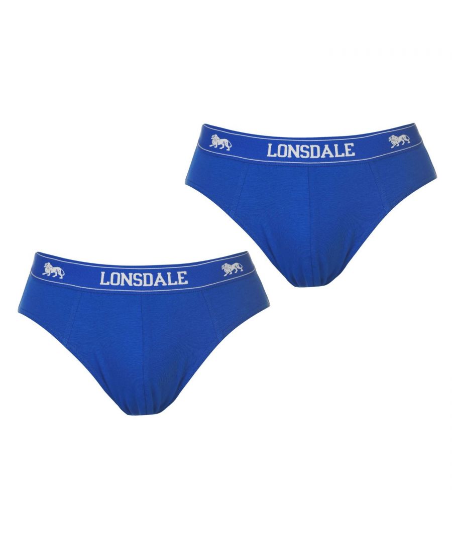 Lonsdale 2Pk Brief Mens - The   Lonsdale 2Pk Brief Mens   features elasticated waistband for a secure and comfortable fit, alongside the Lonsdale logo all the way round the band for an iconic look.  >   Mens Briefs   > Elasticated waist band > Lonsdale branding > 95% Cotton / 5% Lycra elastane > Machine washable