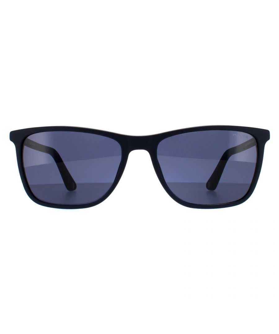 Police Rectangle Unisex Blue Opaco  Blue   SPL972 Axiom 3 are a stylish rectangle frame crafted from lightweight acetate. The rubber nose pads and slender temples allow for an all round comfortable fit.