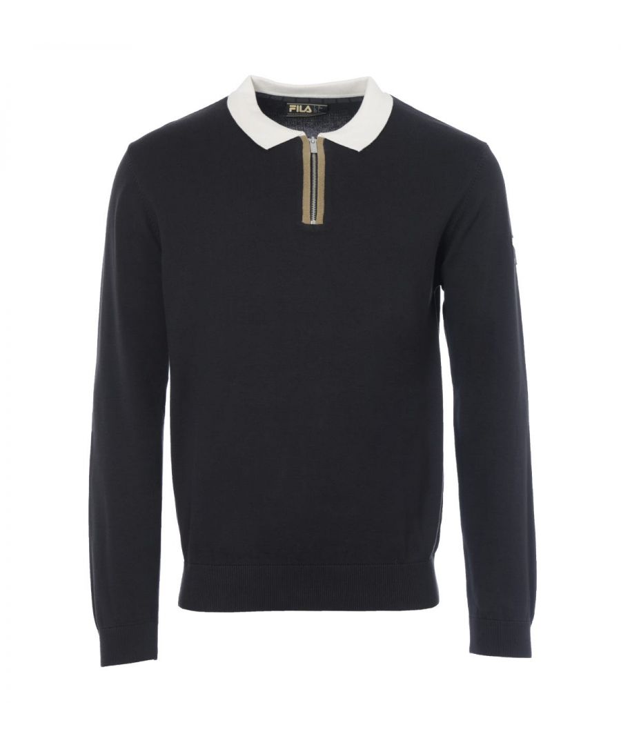 Image for Fila Espen Knitted Long Sleeve Polo Shirt - Black
