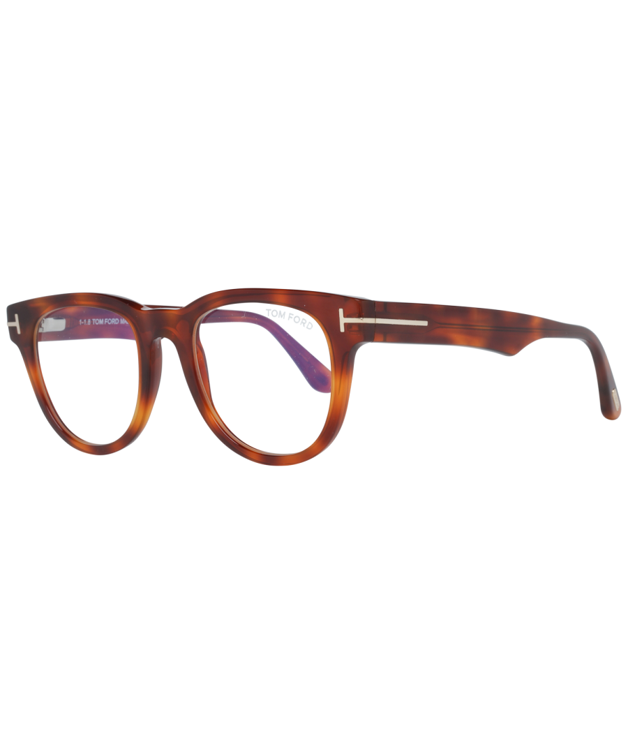 Tom Ford Glasses Frames FT5560-B 053 Havana Men Women have a chunky acetate frame in a contemporary square style that features thick temples embellished with the Tom Ford T logo.