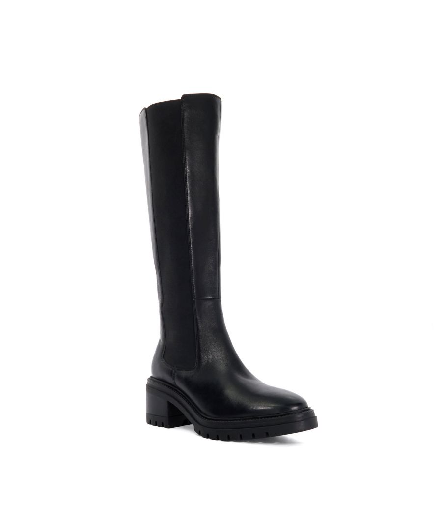 Dune London Womens Ladies Temperature - Leather High Leg Boots - Black - Size UK 3