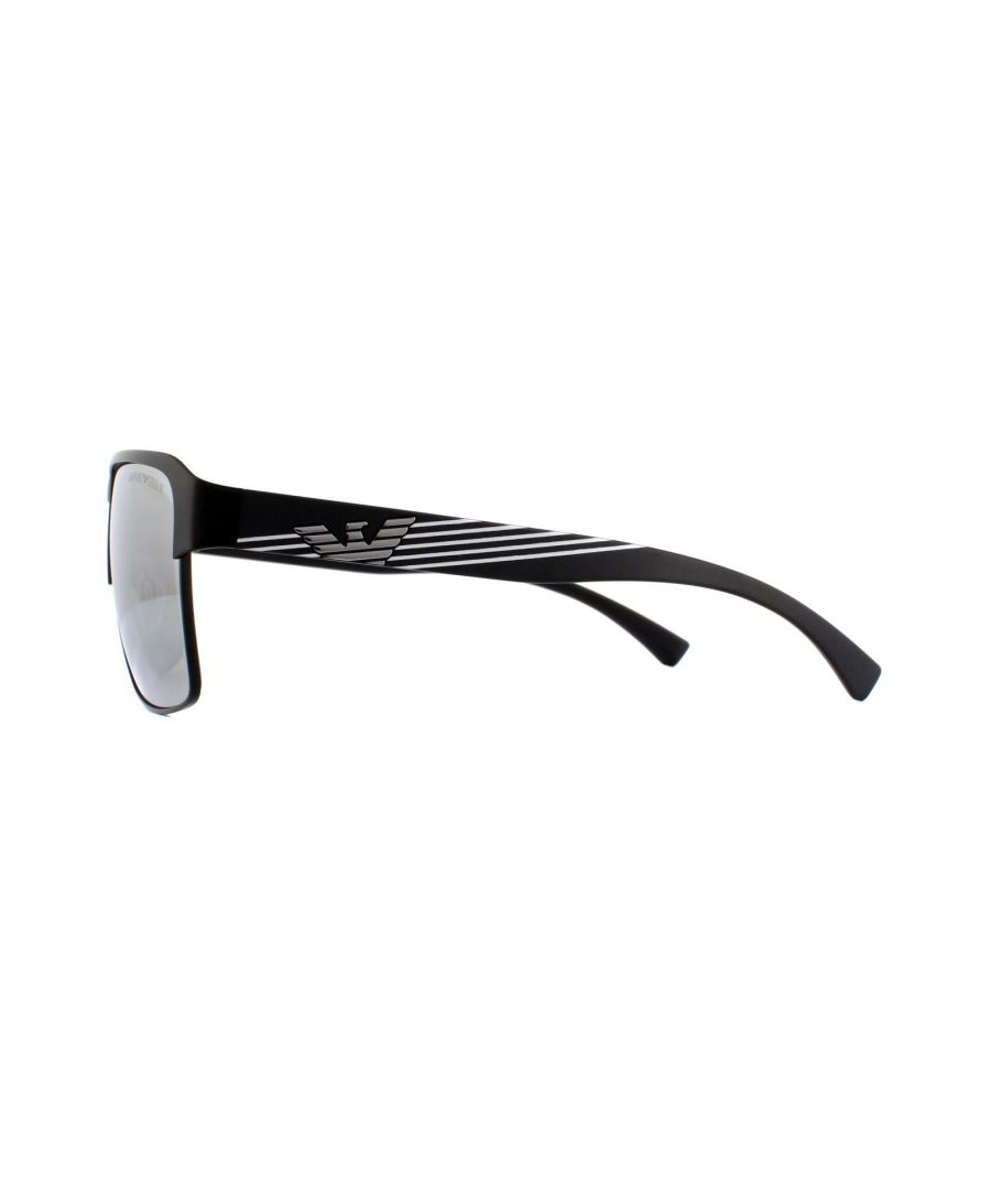 emporio armani mens sunglasses ea2066 3001z3 matte black grey mirror silver polarized metal - one size