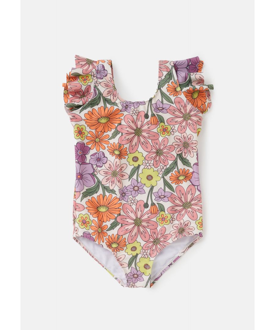 Angel & Rocket Girls Sylvie Frilll Shoulder Swimsuit - Pink - Size 4Y