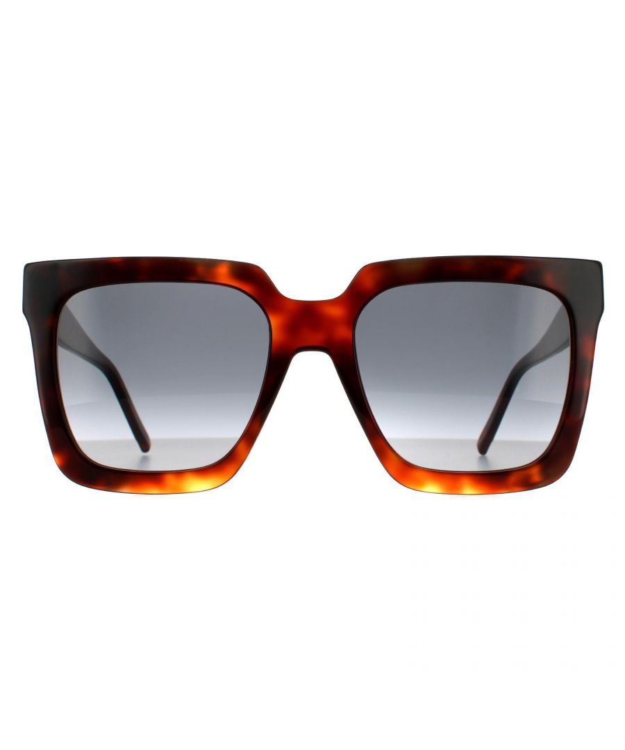 Hugo Boss Square Womens Havana Dark Grey Gradient 90041091 Hugo Boss are a super oversized chic square design made from lightweight plastic with metal Hugo Boss branding on the temples.