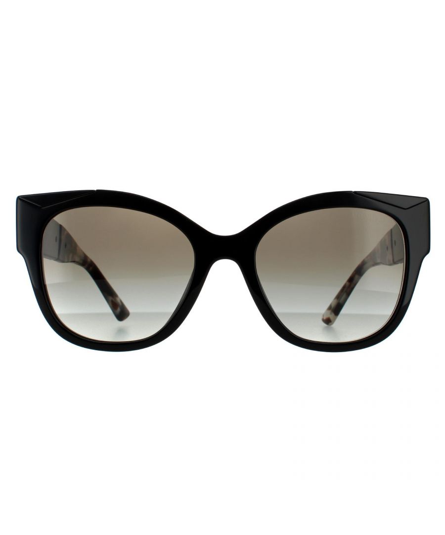 Prada Cat Eye Womens Black Grey Gradient Sunglasses Prada are a cat-eye style for women. Crafted from lightweight acetate, these sunglasses have a contemporary look, allowing you to stand out from the crowd. Smooth temples showcase the Prada text logo to authenticate and provide instant brand recognition.