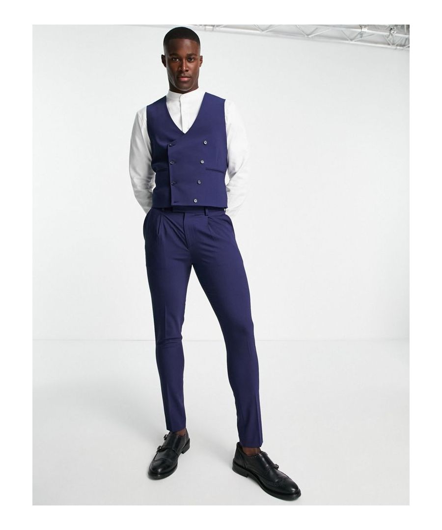 Waistcoat by Noak Effort: made V-neck Double-breasted design Button placket Contrast back with an adjustable cinch Slim fit  Sold By: Asos