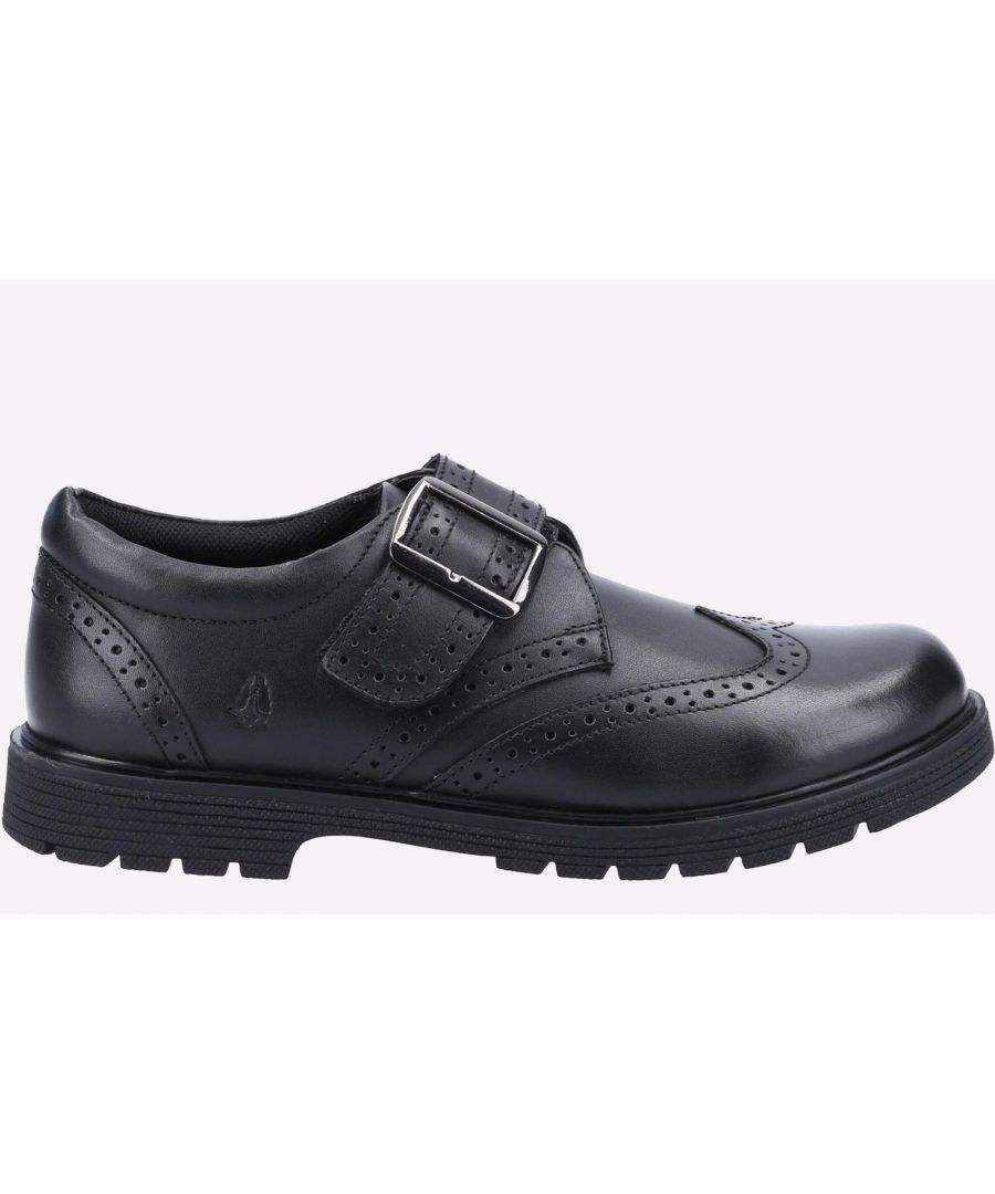 The Rhiannon Girls Back To School Shoe. Constructed with a memory foam footbed and microfresh lining to keep your child's feet secure all day. Completed with a touch fastening faux buckle detailing for added style\n- Touch Fastening Faux Buckle\n- Memory Foam Footbed\n- Microfresh Lining
