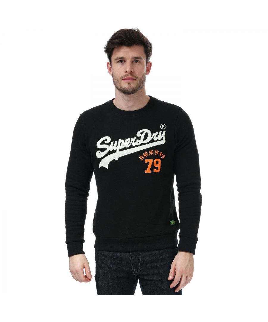 Superdry Mens Vintage Logo Interest Sweatshirt in Black Cotton - Size Small