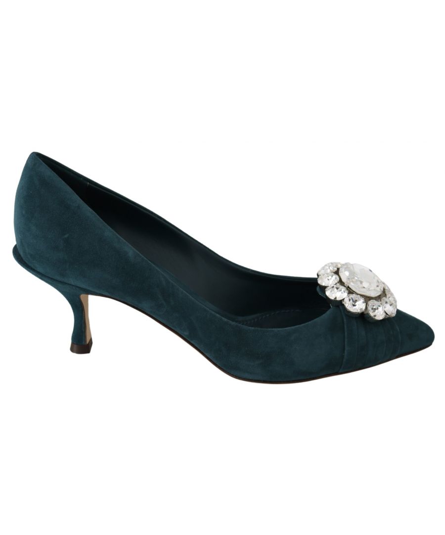 Image for Dolce & Gabbana Blue Suede Crystals Heels Pumps Shoes