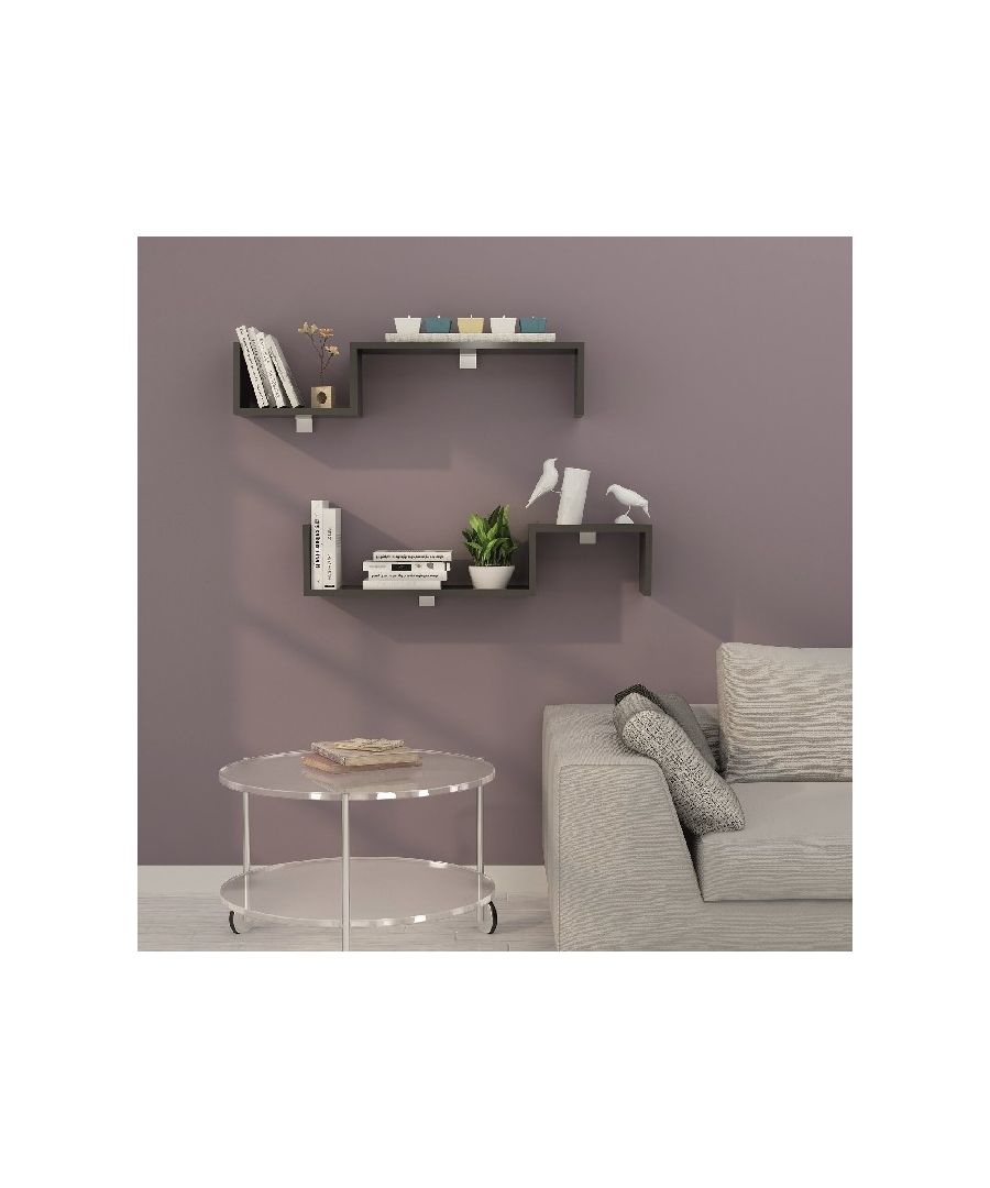 This modern and functional shelf is the perfect solution to keep your books and objects in order, furnishing your home in an original way. Thanks to its design it is ideal for the living area, the sleeping area of the house and the office. Easy-to-clean and easy-to-assemble kit included. Color: Anthracite | Product Dimensions: W95,4xD19,5xH19,5 cm | Material: Melamine Chipboard | Product Weight: 6,4 Kg | Supported Weight: Each Shelves 10 Kg | Packaging Weight: 7 Kg | Number of Boxes: 1 | Packaging Dimensions: 63,6x23,1x9 cm.