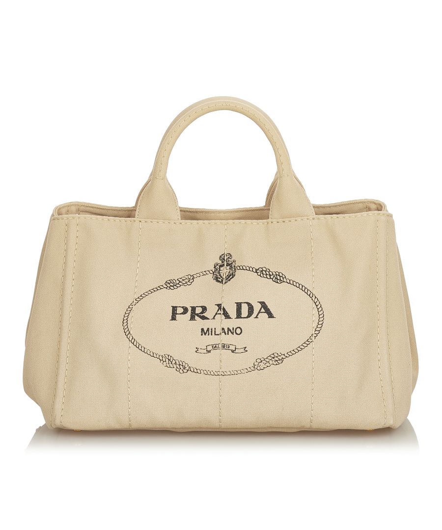 Image for Vintage Prada Canapa Logo Canvas Satchel Brown