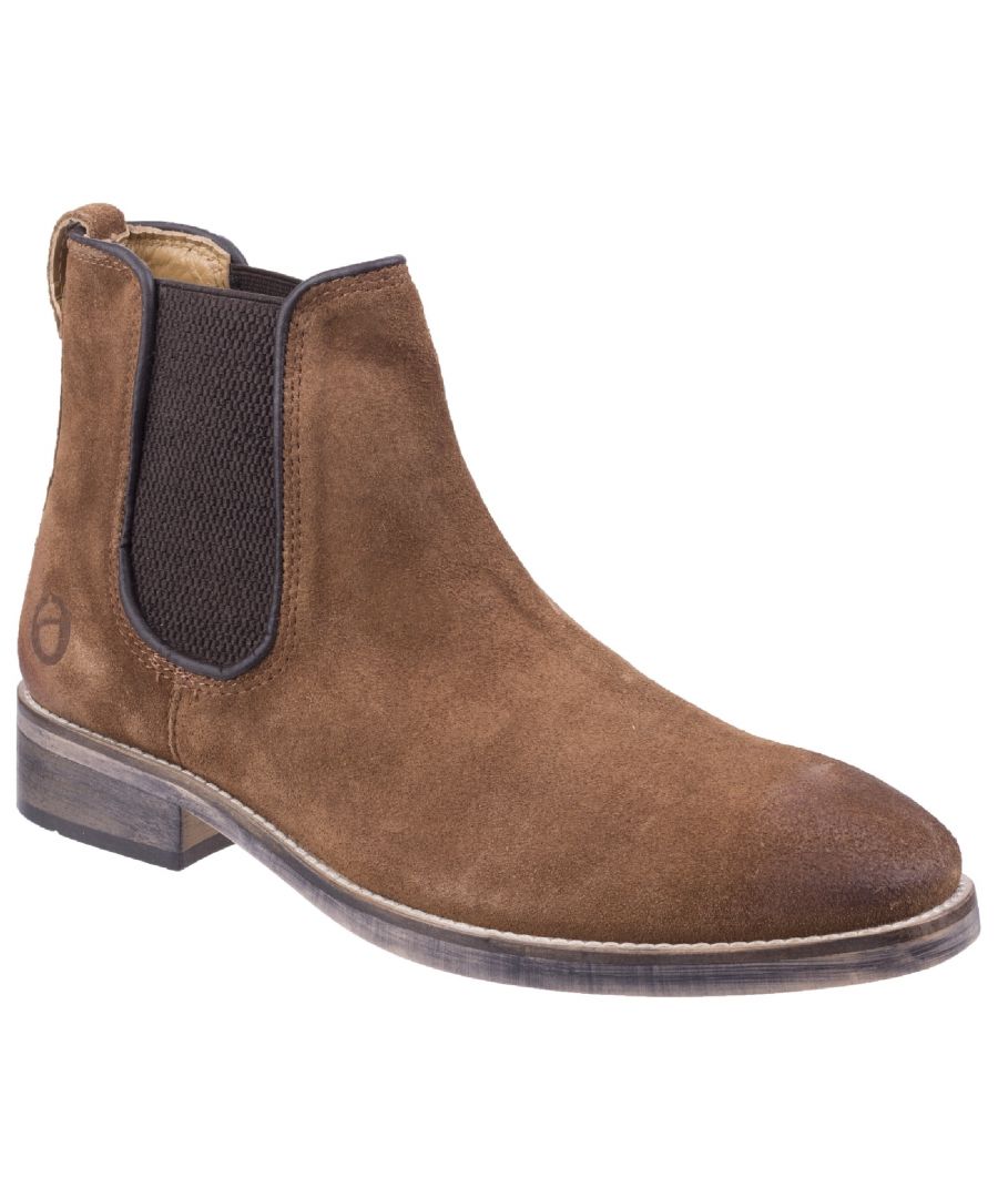 Image for Cotswold Mens Corsham Town Leather Pull On Casual Chelsea Ankle Boots (Camel)