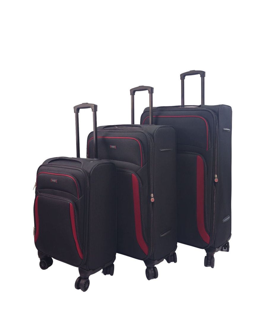 Infinity Leather Unisex Soft 8 Wheel Luggage Light Travel Suitcases - Black - Size Small