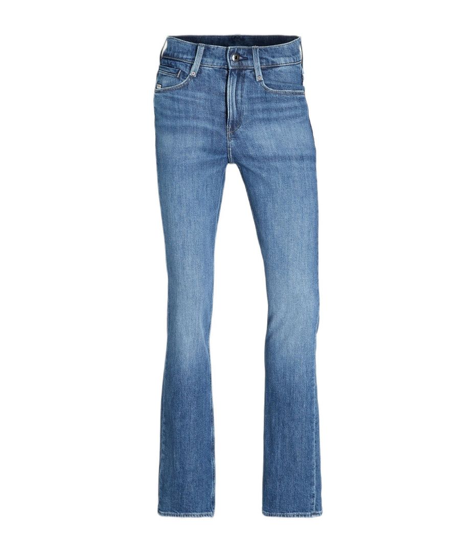 Deze straight fit jeans voor dames van G-Star RAW is gemaakt van een biologische katoenmix. Het 5-pocket model heeft een hoge taille en heeft een rits- en knoopsluiting.details van deze jeans:5-pocket