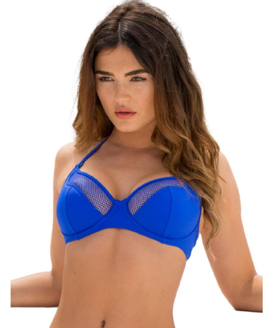 Pour Moi Womens 30006 Glamazon Plunge Bikini Top - Blue Elastane - Size 36C