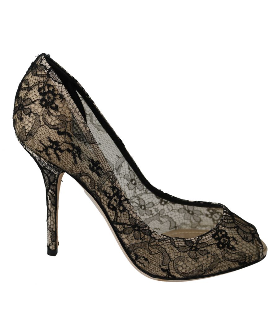 Image for Dolce & Gabbana Gold Black Lace Stiletto Heels Pumps Shoes