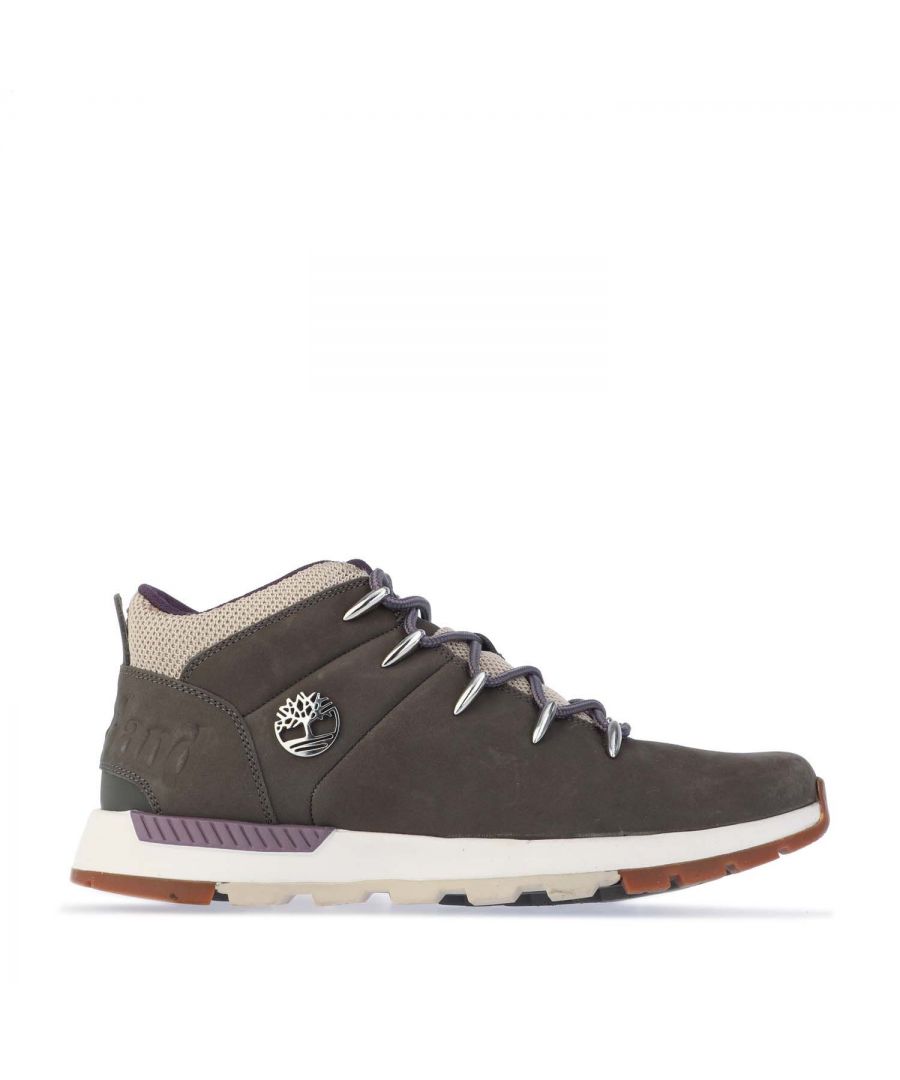 Mens Timberland Sprint Trekker Mid Boot in grey.- Nubuck leather upper.- Lace up fastening.- Padded tongue.- Round toe. - Durable ReBOTL™ fabric lining made with at least 50% recycled plastic. - OrthoLite® footbed. - Midsole of EVA-blend foam for cushioning.- Rubber sole.- Leather upper  Textile lining.- Ref:A5XXU0331