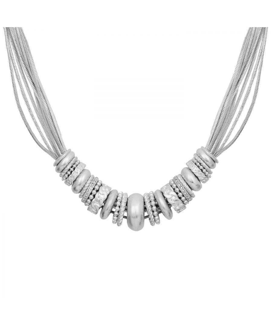 Image for Silver Pavé Ring Multi Chain Necklace