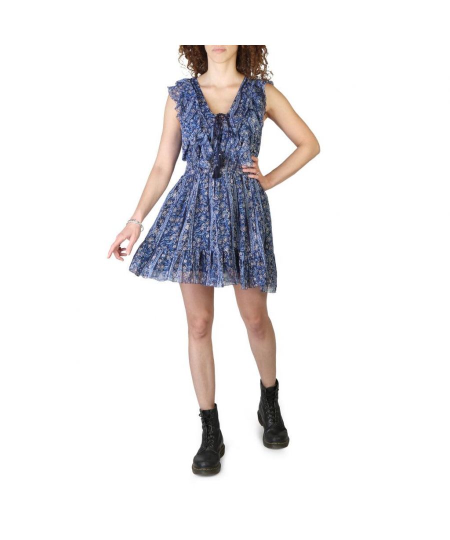 Collection:Spring/SummerGender:WomanType:DressNeckline:V-neckMaterial:polyester 100%Main lining:polyester 100%Pattern:multicolourWashing:wash at 30° CModel height, cm:175Model wears a size:SInside:lined