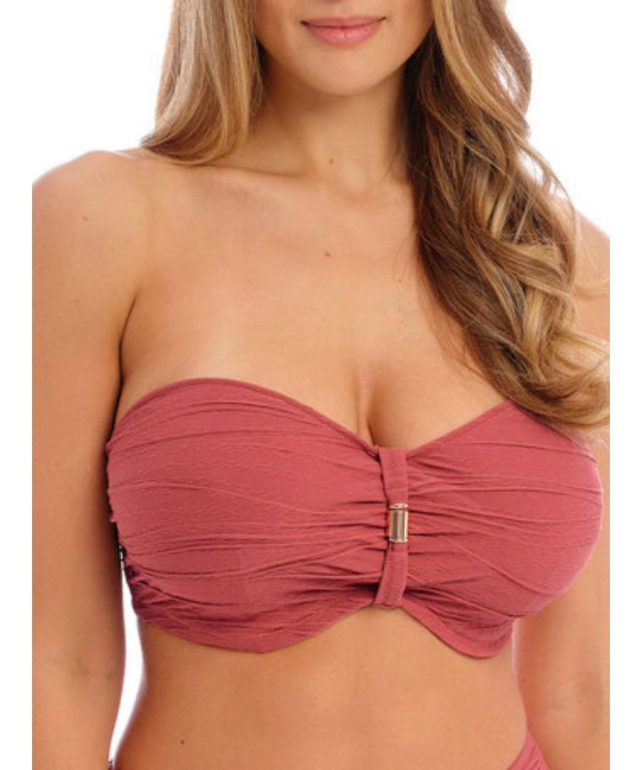 Fantasie Womens Beach Waves Bandeau Bikini Top - Pink Polyamide - Size 32FF