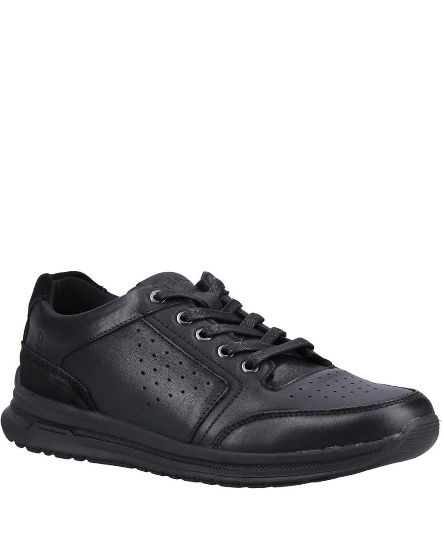 Hush Puppies Heren Joseph Leren Trainers (Licht Zwart)