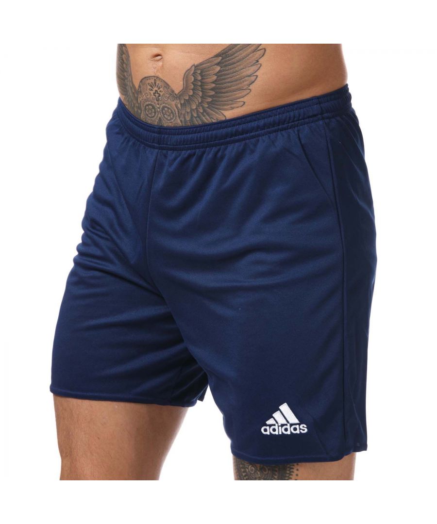 Mens adidas Parma 16 Shorts in dark blue.- Drawcord on elastic waist.- Inner brief.- climalite® fabric sweeps sweat away from your skin.- Embroidered adidas brandmark.- Main material: 100% Polyester. Inner Brief: 100% Polyester.- Ref: AJ5889