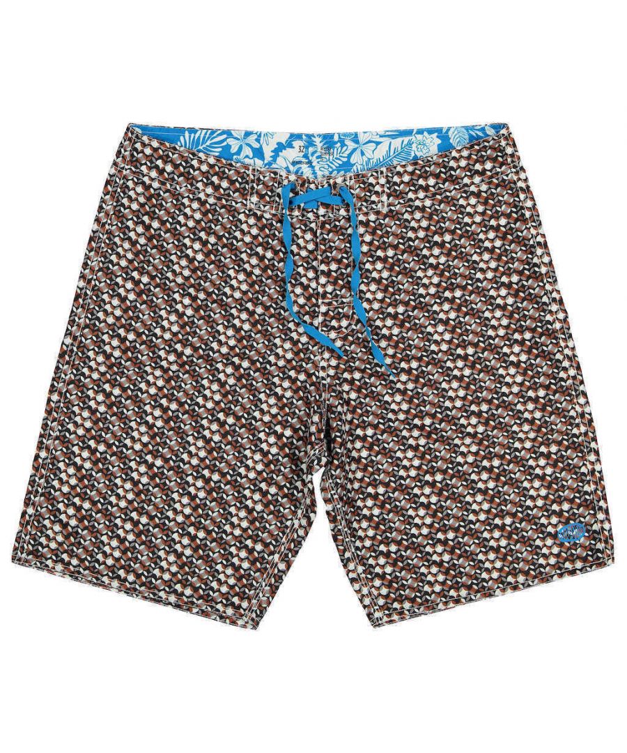 Panareha IPANEMA boardshorts are designed to be quick-drying and are made from strong and smooth recycled polyester, made from plastic bottles.\nThey are durable, yet comfortable and light-weight being well-adapted to use in most active watersports and they have no lining to give a more comfortable feel.\nThey open at the front, with a neoprene fly, which does not allow the fly to completely open, but provides enough stretch so that the shorts can be easily pulled on and off. The waistband is also held together at the front with a lace-up tie 100% plastic free.\nAt the back, there is a small patch pocket, designed to be a secure place to carry a car key, house key, or hotel key card while in the water.\nOur special recycled fabric is made from 100% RPET yearn from REPREVE, the world reference in recycled fabric from plastic bottles. Is digitally printed in Europe with our exclusive patterns and made in Portugal by skilled artisans.
