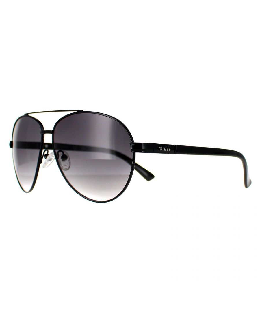 Guess Aviator Mens Shiny Black Smoke Gradient GF0221 Metal - One Size