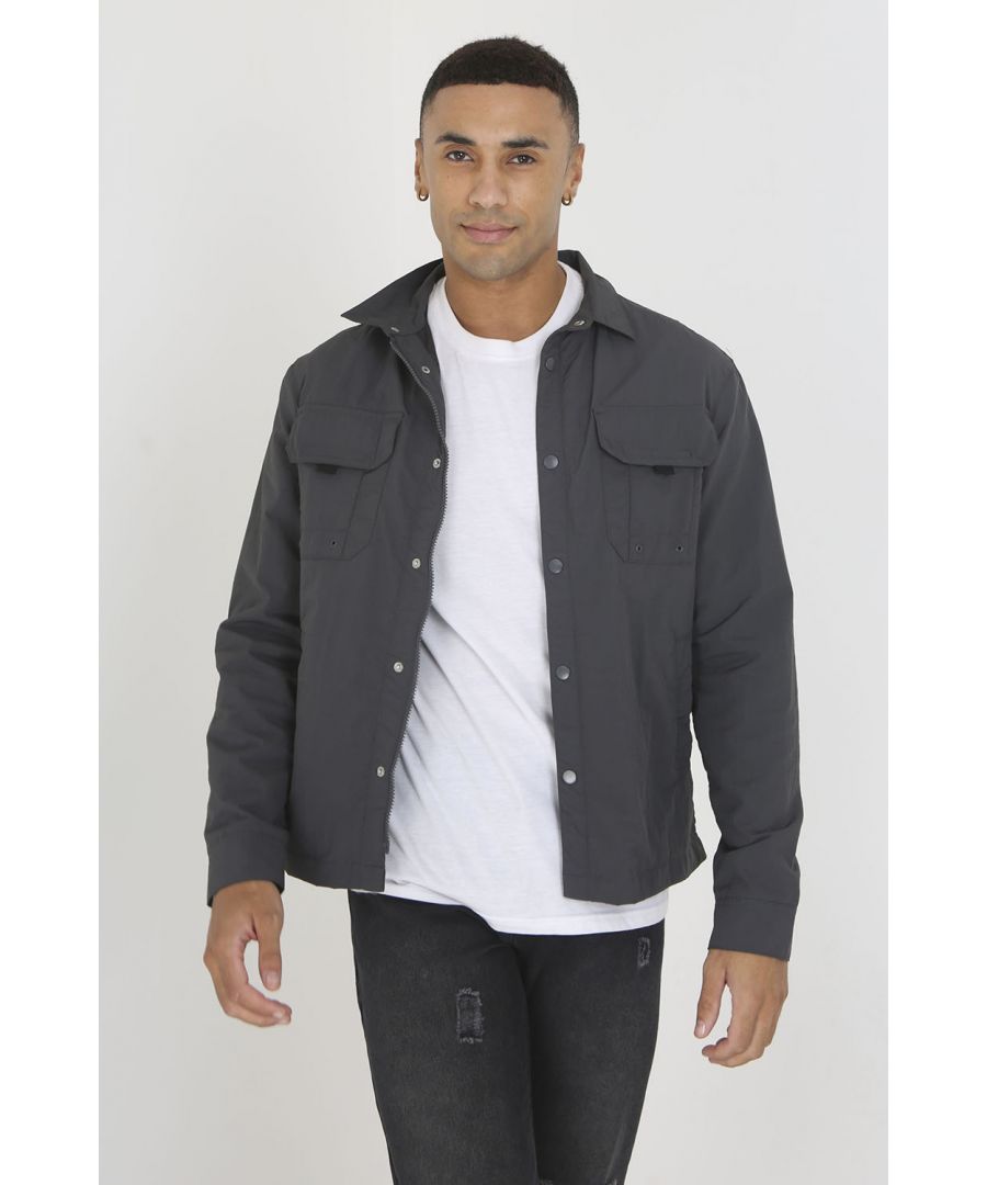 Brave Soul Mens Charcoal 'Pearson' Lightweight Shacket polyamide - Size Small