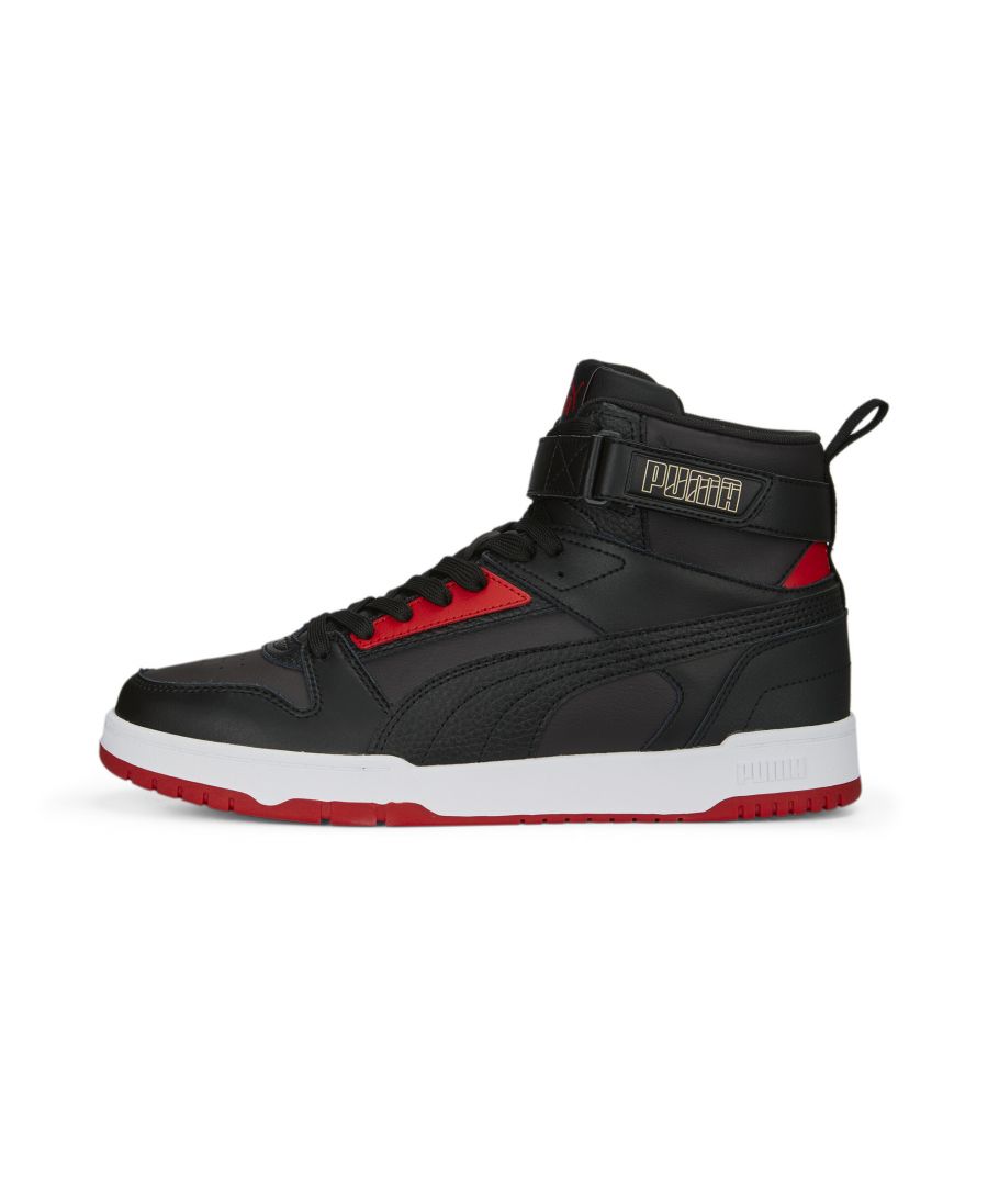 PRODUCT STORY Drawing inspiration from basketball, classics and pop culture, these sneakers are here to shake up the status quo. Whether on the court or hanging out with friends, these game-changers are easy-to-wear, complete with an upper featuring soft tumble leather material and a hook and loop closure on top. Walk through life in style and comfort thanks to the superior cushioning of the SoftFoam+ sockliner and the striking duo colours on the retro bottom design. FEATURES & BENEFITS : SOFTFOAM+: Step-in comfort sockliner designed to provide soft cushioning thanks to its extra thick heel Recycled Content: The upper of this shoe is made with at least 20% recycled materials as a step toward a better future DETAILS : Recycled upper Rubber midsole Rubber outsole PUMA Formstrip on the lateral and medial sides PUMA Cat Logo on the heel