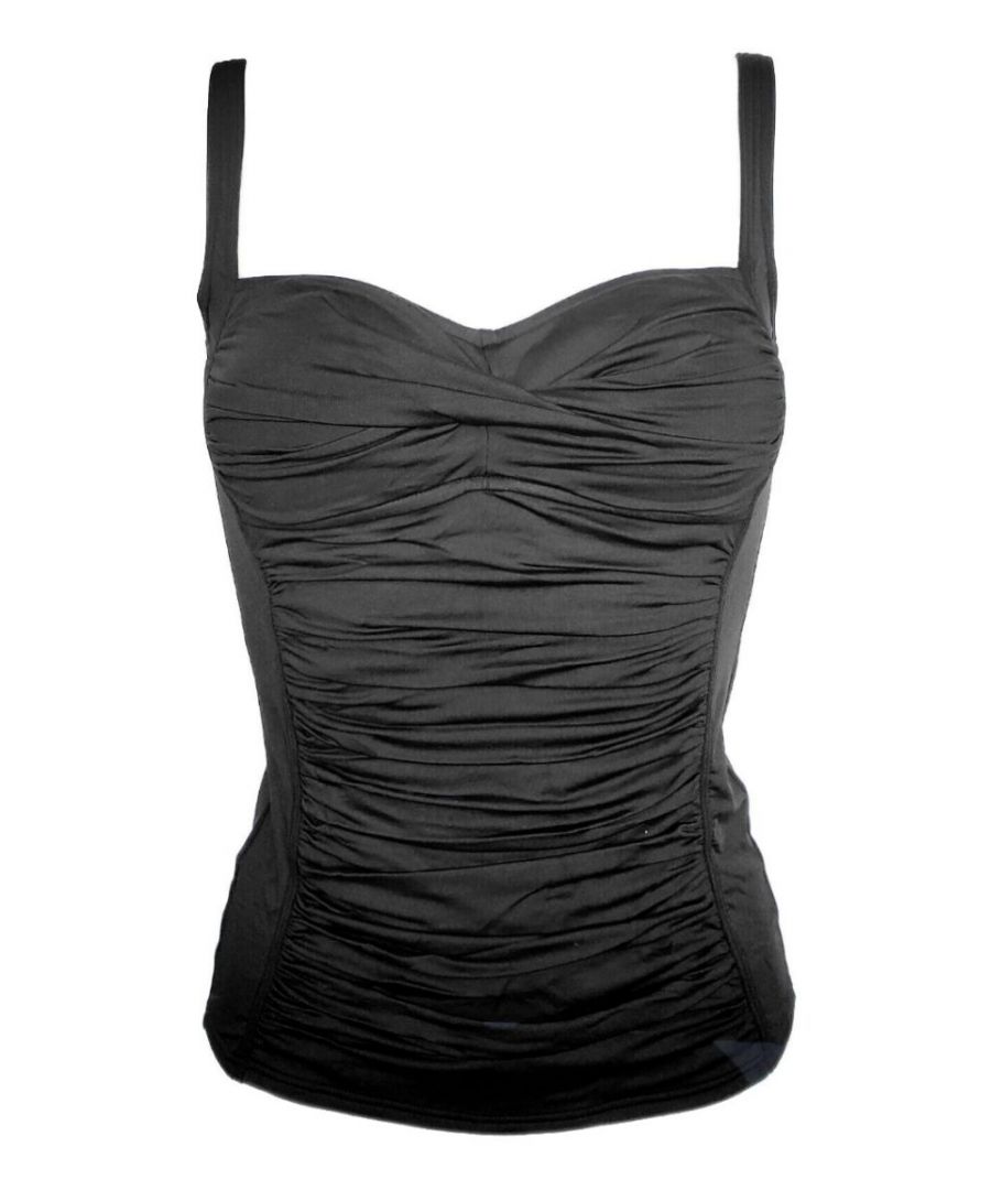 Moontide Womens Tankini Top - Black Polyamide - Size X-Small