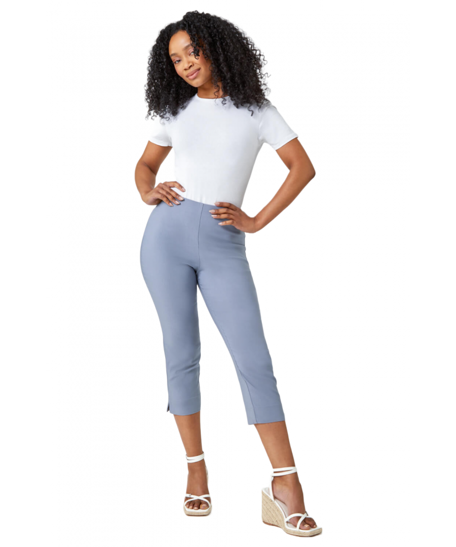 Roman Petite Womens Cropped Stretch Trouser - Light Grey - Size 10 UK